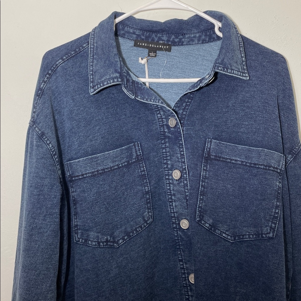 Jane and Delancey Dark Blue Denim Button-Down Shirt - Picture 2 of 7